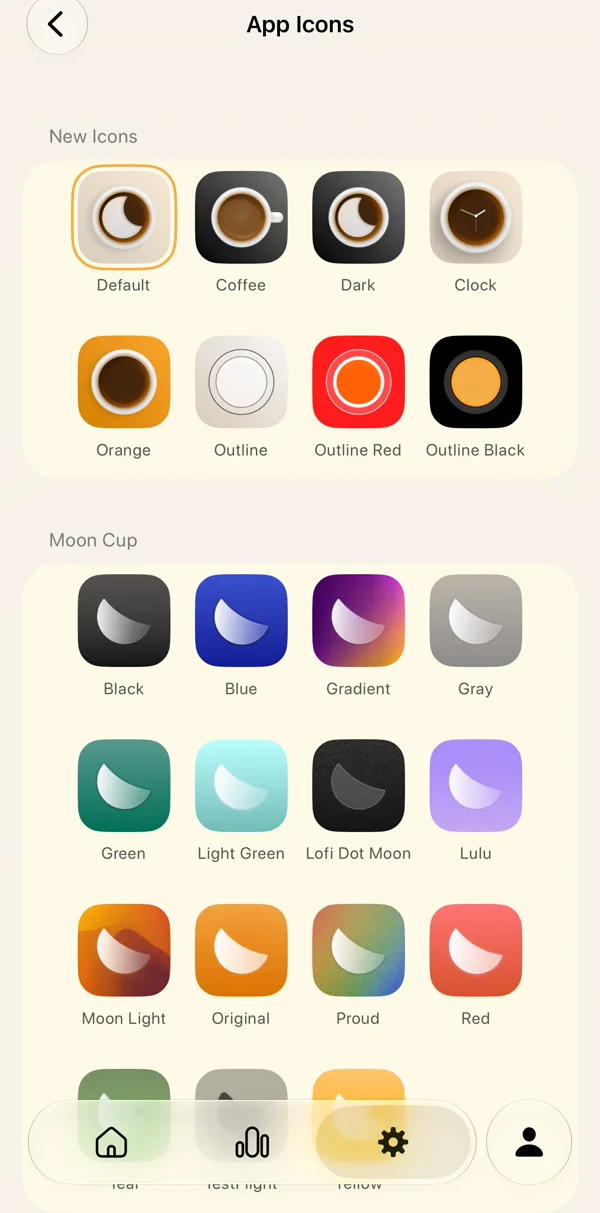 App Icons: the new icons and the Moon Cup set